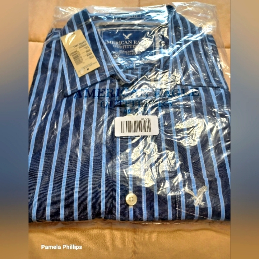 American Eagle Outfitters Blue Casual Button Down Shirt